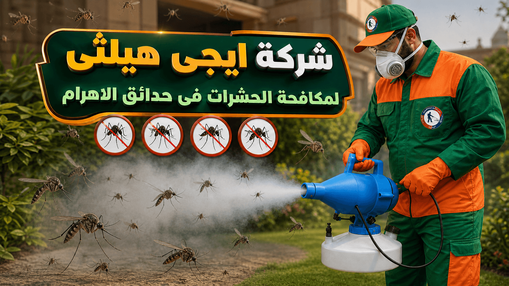 مكافحة البعوض في حدائق الاهرام