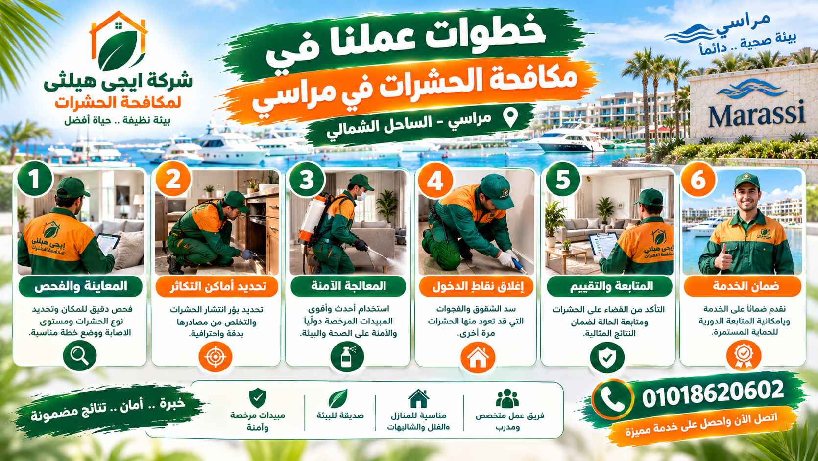 خطوات عملنا في مكافحة الحشرات في مراسي
